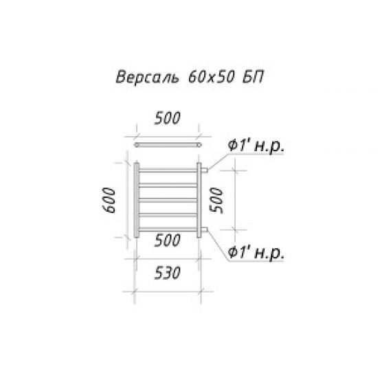 Полотенцесушитель Ariano Версаль 60х50 Black с боковым подключение